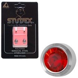 Birthstone Studs - Mini Bezel S/S - July / Ruby